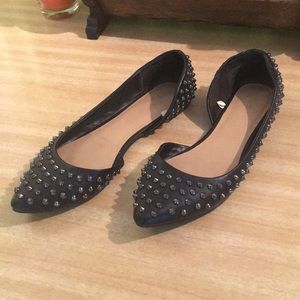 Spiked Black D’Orsay Flats